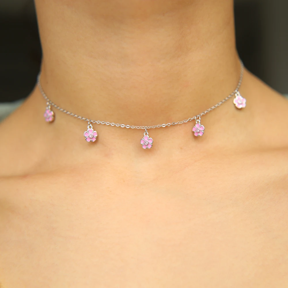 

guaranteed 925 sterling silver Dainty tiny drop flower pendant charm Necklace Women lady Wedding Party Gold Silver