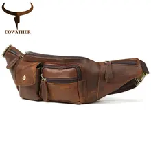COWATHER Топ коровья натуральная кожа нагрудная сумка высокого качества поясная сумка дизайн повседневные мужские сумки через плечо Q6375