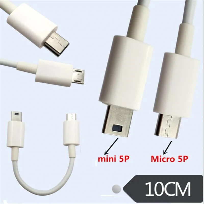 

10cm USB2.0 mini 5P Male To Micro USB 2.0 5Pin Female Data Cable 0.1M