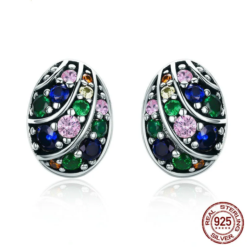 

S925 Silver Ear Jewelry Easter Gift Beautiful Atmospheric Egg Ear Nail Jewelry