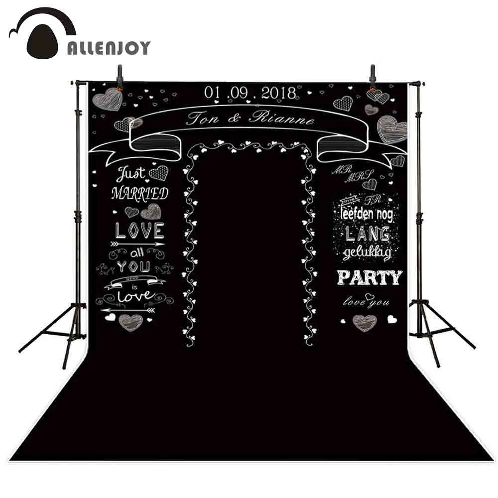 

Allenjoy backdrop photocall love wedding theme custom name date chalk black backgrounds fotografia photography for photo
