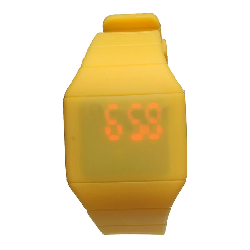 

fashion Square touch screen LED lights Silica gel electronic watch Yellow