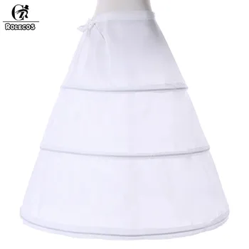

ROLECOS 3 Hoop Ball Gown Petticoat For Wedding Dress White Polyester Accessories Matching Costumes Girls Lolita Petticoat Dress