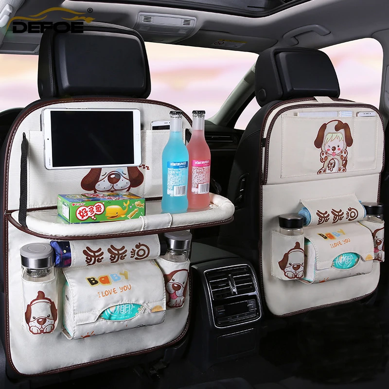 Car Organizer Seat Cover Back Seat Fold Dining Rack Car Seat Storage