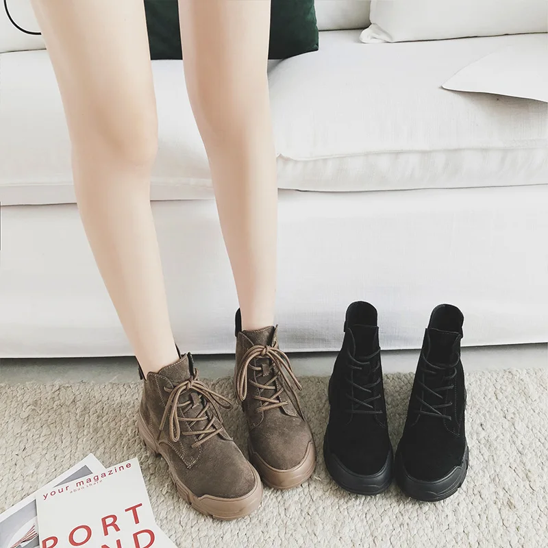 MYCOLEN/кожаная обувь женские ботинки Martens на шнуровке платформе сезон осень зима