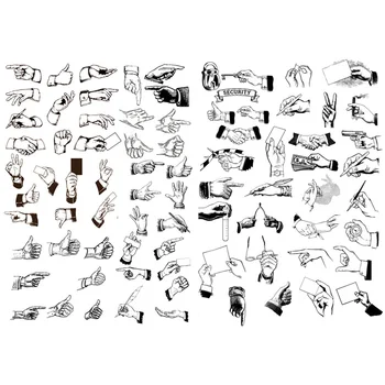 

1 PCS Black Sketch Finger Gesture Precut Sticker Kawaii Stationery Cute Sticky Notes Planner Stickers Office Decor