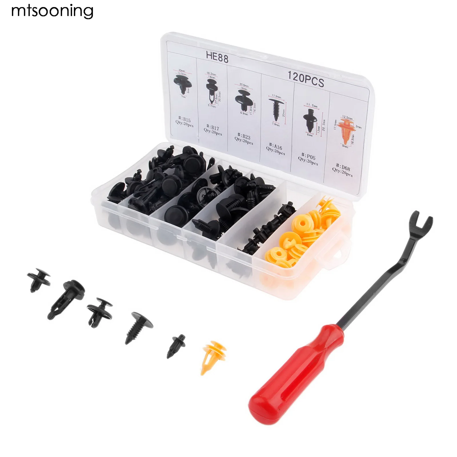 120Pcs Car Fastener Clips Auto Bumper Fender Bumper Cover Door Retainer rivet Clip W/ Removal