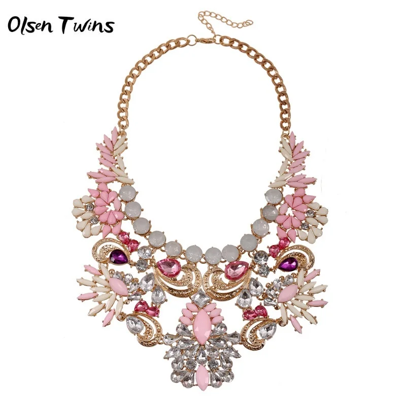 

Olsen Twins Dropshipping Multicolor Acrylic Crystal Big Statement Necklaces Wholesale