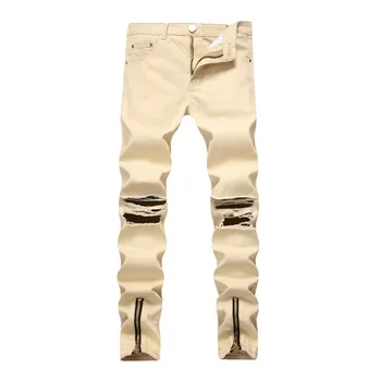 

2019 New Jeans Men Fashion Elastic Straight Biker Jeans European and American Casual Skinny Pant Male Denim Trouser Plus Size 42