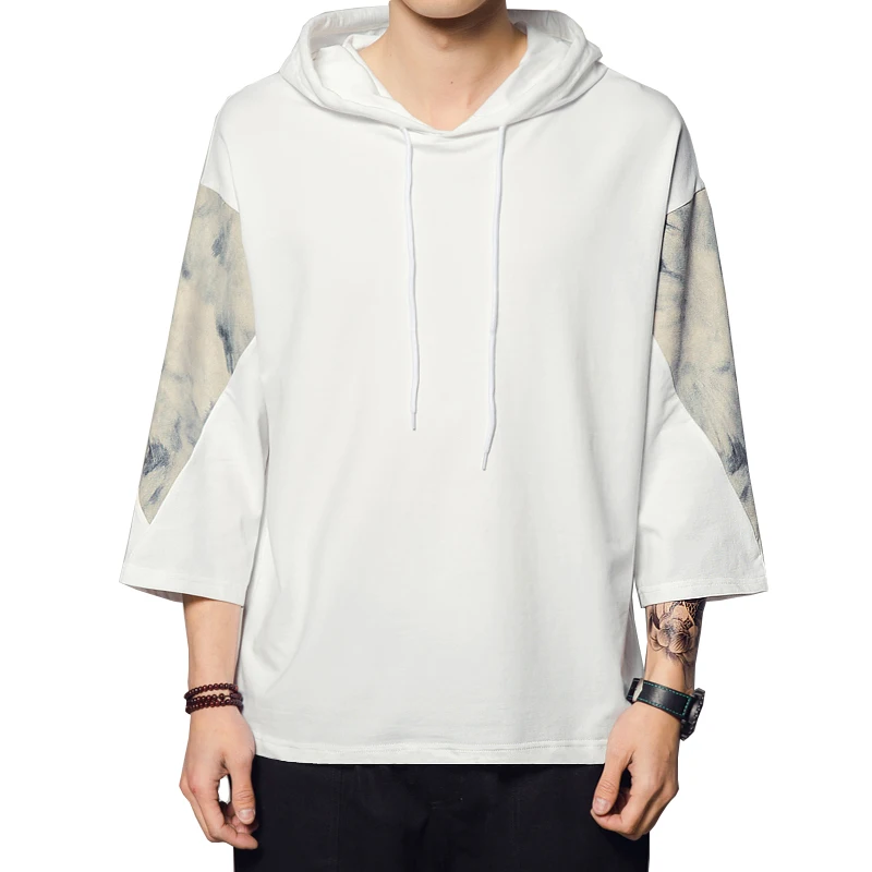 

T Shirt Men 2018 New Arrival Fashion Loose Hooded T-shirt Men Casual Tops Retro Style Gradient Printing Mens Hooded T-shirts 5XL