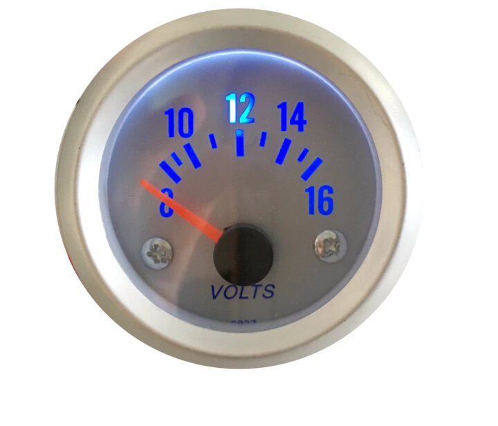 2 52mm Universal Car Black Analog Voltage Volts Meter Gauge 8 16V LED Light Silver Face
