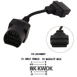 OBD 2 Câble pour Mazda 17 Broches OBD2 OBD II Câble à 16 Broches Connecteur Adaptateur Mâle Cordon Outils de Diagnostic Adaptateur Câble D'extension 