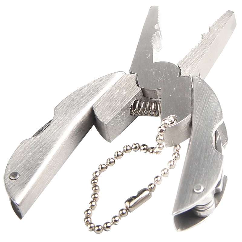 Portable Multifunction Stainless Steel Folding Plier Foldaway Knife Keychain Screwdriver 21-39-3