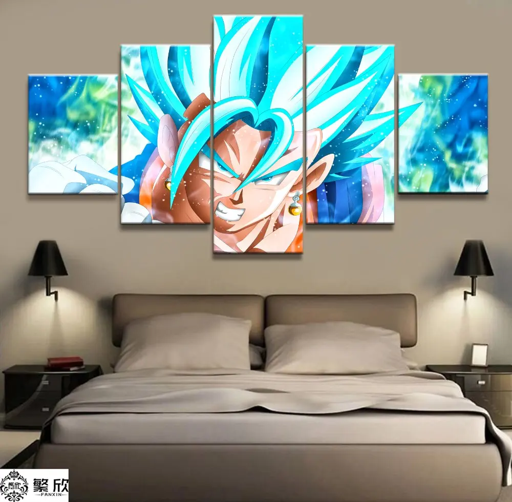 

5 Panel Dragon Ball Vegetto Animation Canvas Printed Painting For Living Room Wall Art Home Decor HD Picture Artworks Poster