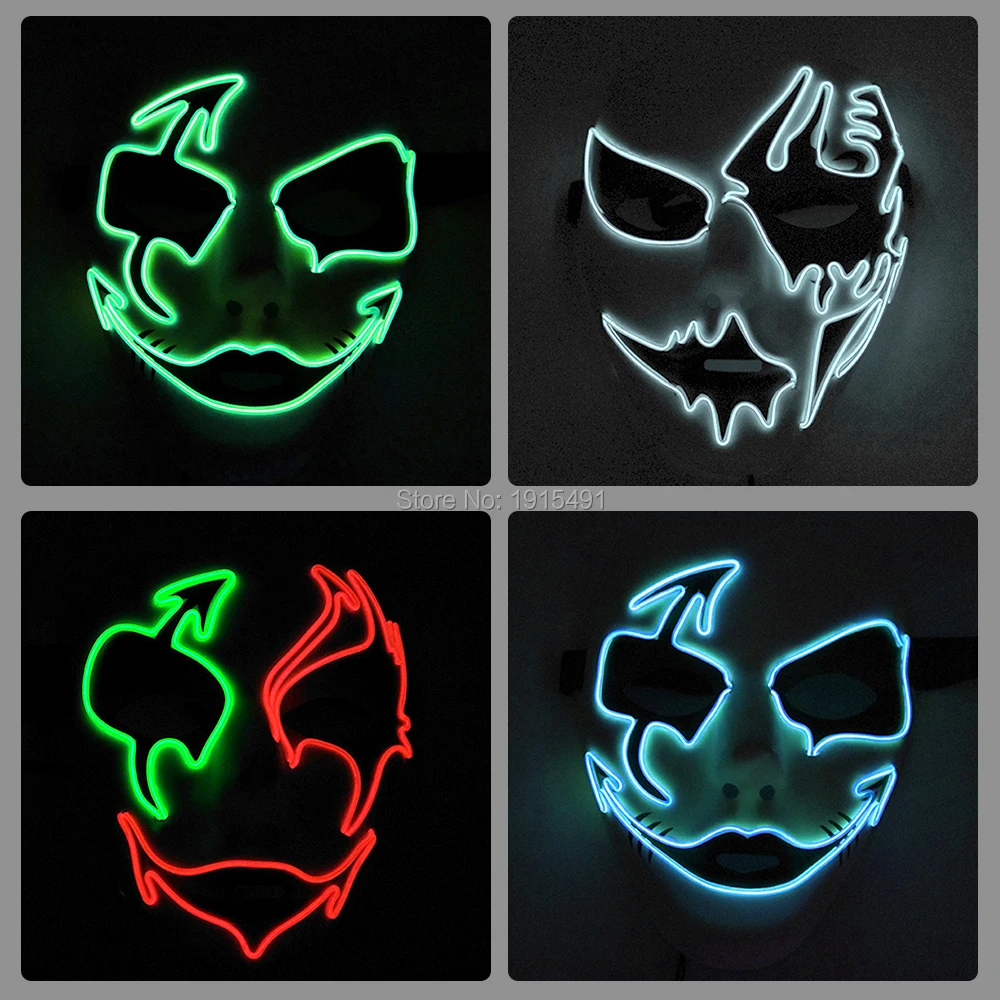 

YUEHUI EL DC-3V Devil EL Wire Mask Party Decorative Neon Luminous LED Mask Glowing Mask For Halloween Carnival