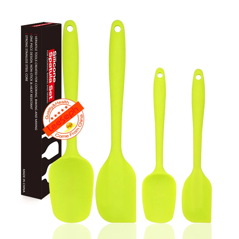 4-piece Heat Resistant Silicone Spatulas Set Rubber Spatula Kitchen Utensils Non-Stick for Cooking, Baking and Mixing