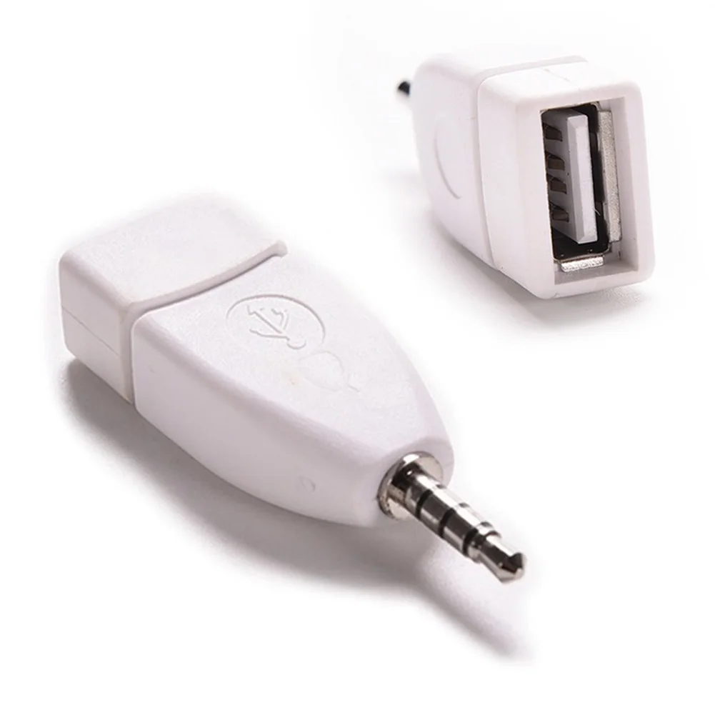 2 шт 3,5 мм штекер AUX аудио штекер для USB 2,0 Женский конвертер адаптер штекер белый