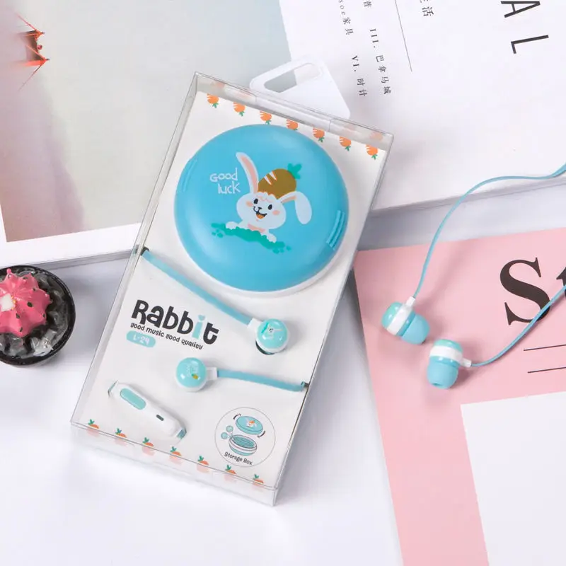 CHICLITS-Cute-Cartoon-Rabbit-Earphone-Candy-Color-Music-Earplug-With-Mic-Box-For-Kids-Girl-Children (1)