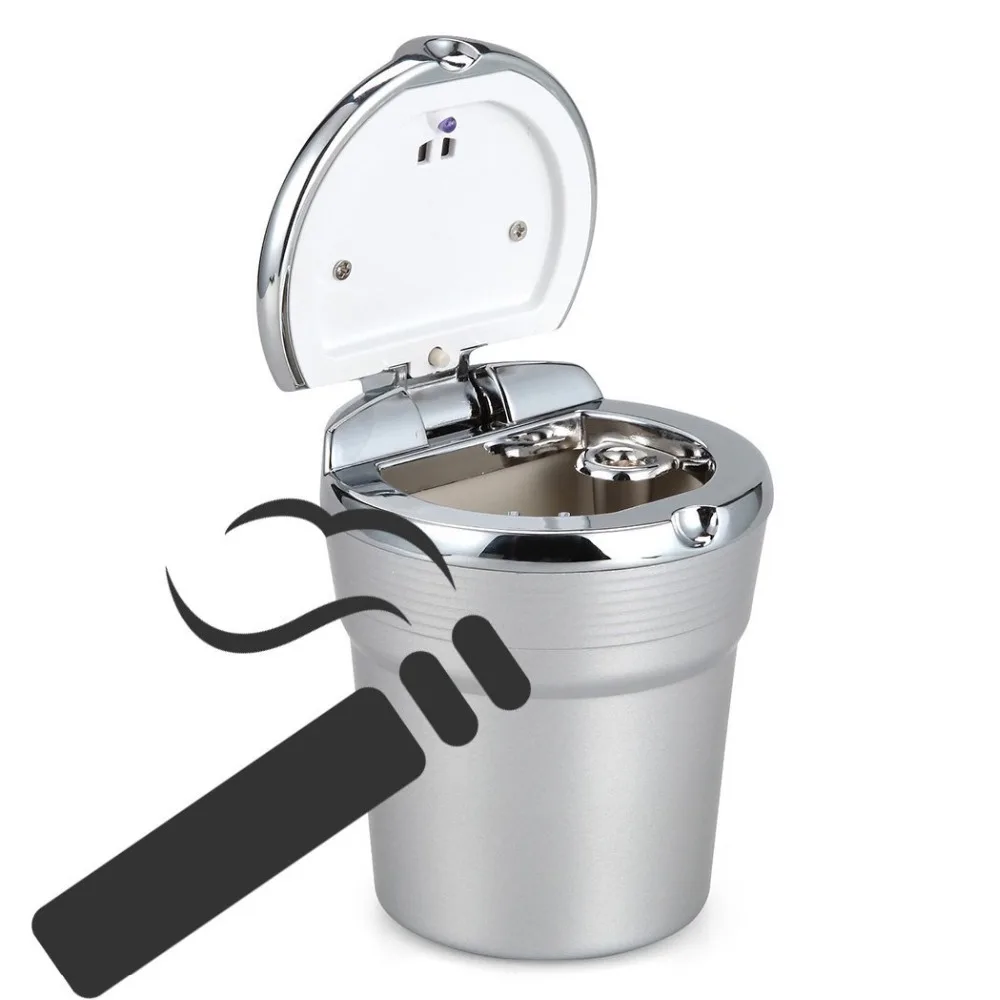 1 Portable Stainless Auto Car Cigarette Ashtray Ash with Blue LED Light