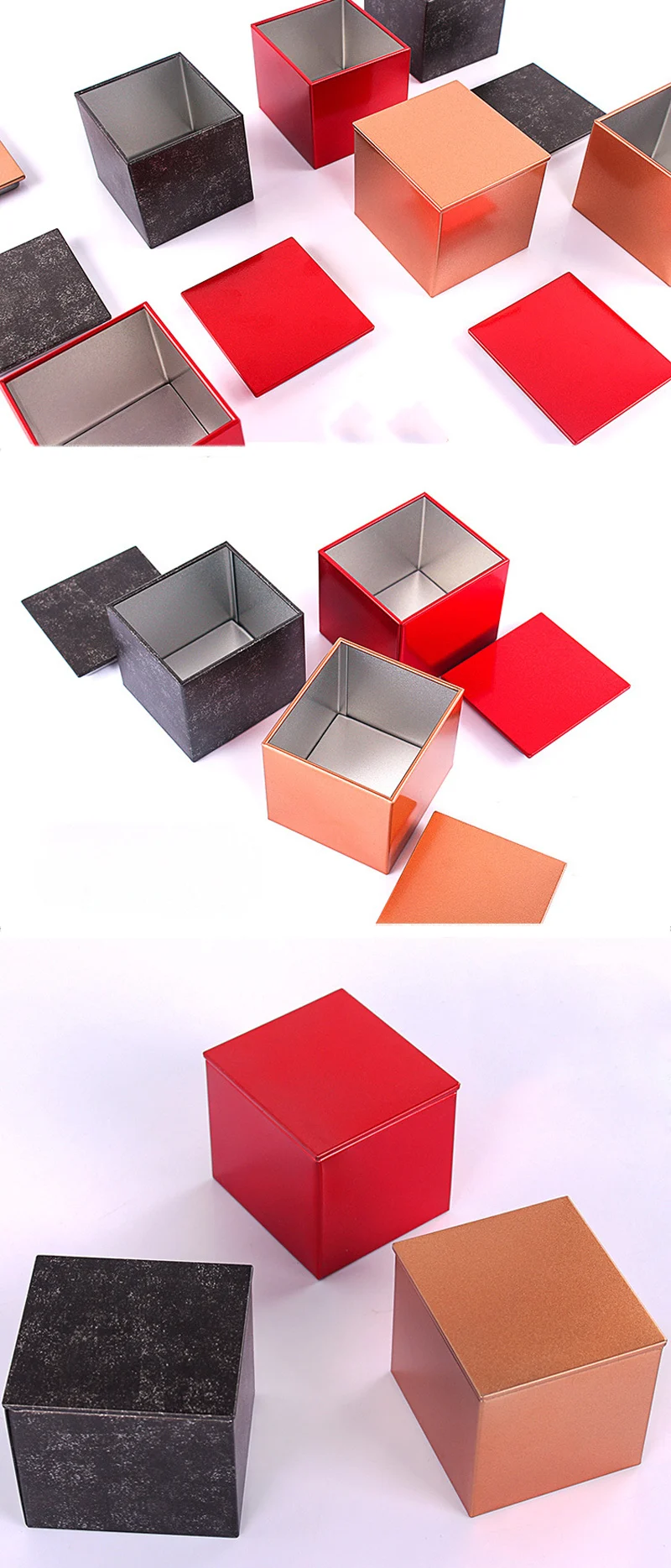 12pcs Metal Storage Box Tin Jar Square Scrub Tea Box Organizer Wedding Christmas Birthday Gift Boxes Small Things Container