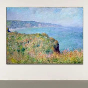 

Canvas Painting Famous Landscape Claude Monet Cliff near Pourville Painting Printed Wall Art Picture for Living Room Home Decor