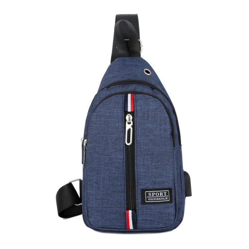 Модная нагрудная сумка для путешествий для мужчин, мужская повседневная стильная поясная сумка с защитой от кражи, usb зарядка, сумка через плечо, спортивная сумка для улицы - Цвет: Dark Blue