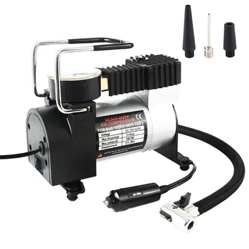 

Portable car tire Auto Air Compressor Pump 100 PSI DC 12V Tire Inflator Pressure Gauge with Nozzle Adaptors for Car Bicycle Ball