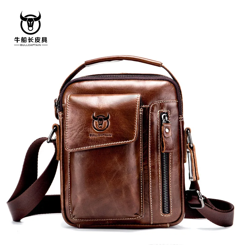 

Vintage 100% Genuine Leather Bag Casual First Layer Cow Leather Shoulder Crossbody Bags Small Brand Men Messenger Bags