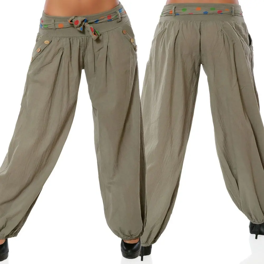 Женские модные однотонные повседневные длинные брюки Свободные мешковатые шаровары брюки