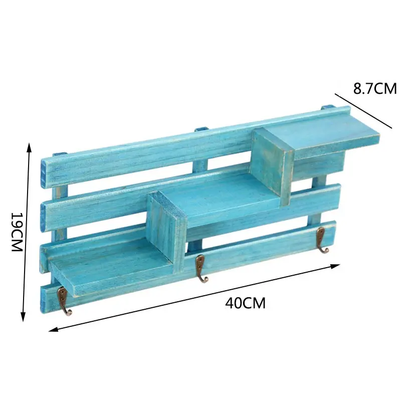 Ретро настенный деревянный стеллаж полка держатель для кухни Ванная комната стеллаж для хранения Органайзер ключ держатель для подвесного хранения украшение дома - Цвет: As Picture