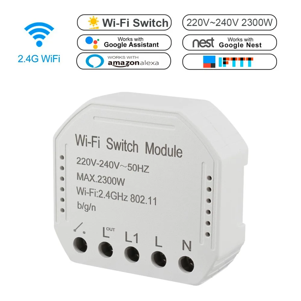 Интеллектуальный переключатель Wi Fi модуль 220 240V 2300W Управление Таймер светильник