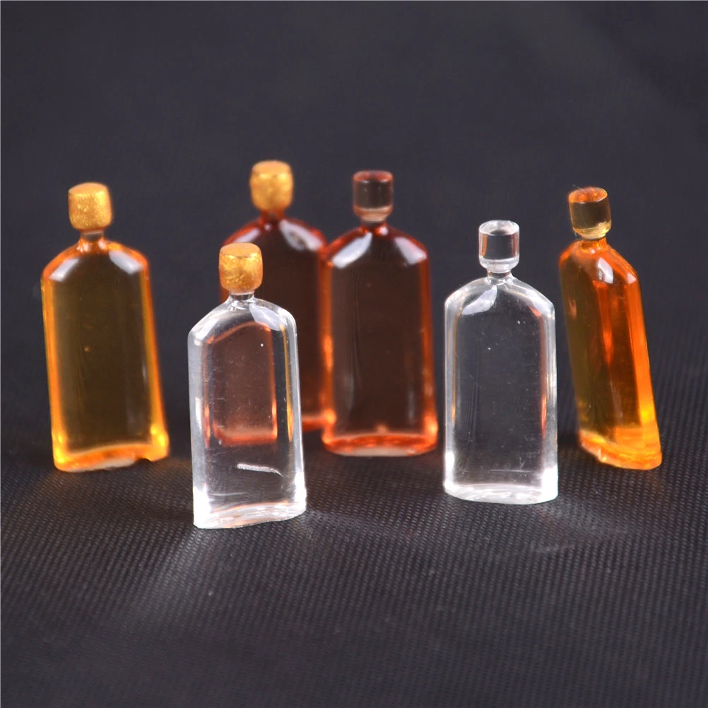 

6PCS/LOT 20mm*7mm Mini DIY 1/12 1/6 Scale Dollhouse Miniature 6 Bottle of Wine Bottle High Quality