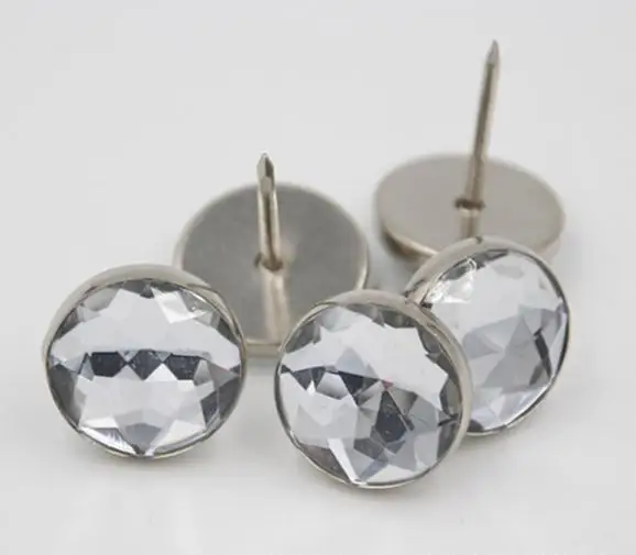 

1000pcs 3colors Rhinestone alloy pull clasp acrylic Soft package buttons sofa setting pull Nails Button Decoration Furniture