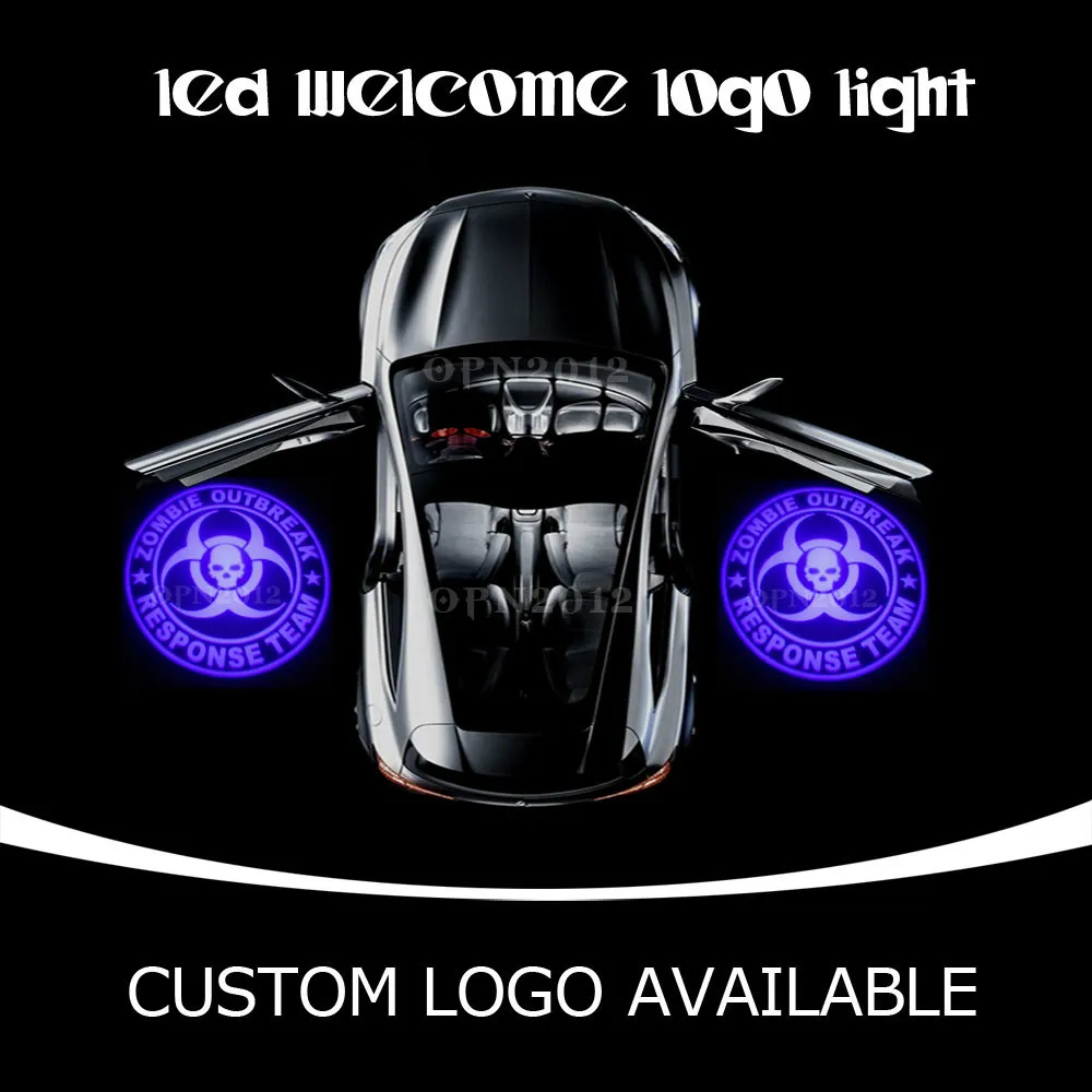

Q5 Projector LED Light Car Door Weclome Ghost Light For Zombie Outbreak Response Team Skull For GMC Ford Dodge 1519 Blue