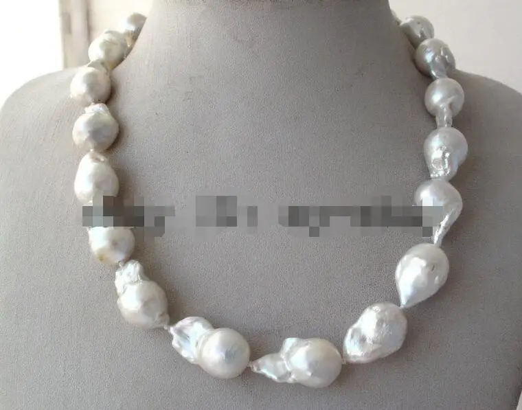 

Free shipping hot sale Women Bridal Wedding Jewelry >>Unusual Natural White Keshi Keishi Baroque Pearl Necklace 18