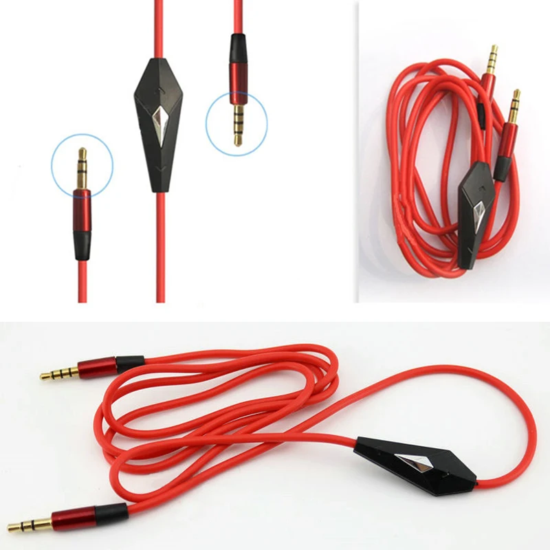 5pcs Replacement Volume Control Talk Cable Aux Cord Mic for Dr Dre Beats Solo/Studio Durable Wire red | Электроника
