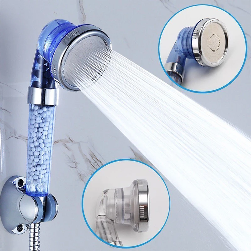 

Adjustable 1/3 Mode High Pressure Shower Head with Negative Ion Activated Ceramic Balls Shower Head Energy Beads