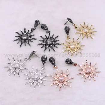 

Fashion Micro pave Zircon Solar High quality drop earrings earrings jewelry gift for women wholesale jewelry3494