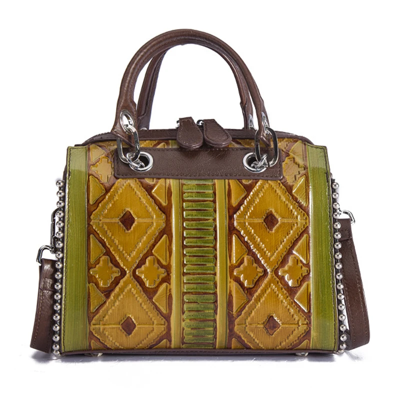 

New Natural Skin Messenger Shoulder Tote Handbag Brush Color Flap Embossed Cross Body Top Handle Bags Genuine Leather Women Bag