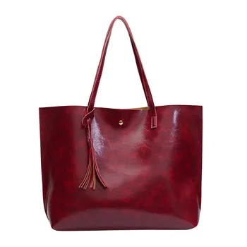 

Fashion Woman Handbag Vintage High Quality Shoulder Bags With Tassel Lady Luxury Soft PU Leather Large Capacity Shopping Totes