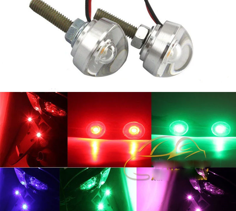 1 pair Mini screw led Motorcycle Car License frame plate flash light
