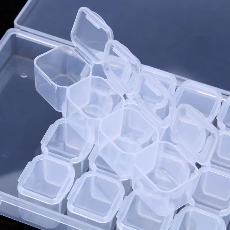 Горячая 28 слотов прозрачный пластик регулируемый ювелирный Чехол Органайзер для бисера 28-одиночный ящик для хранения