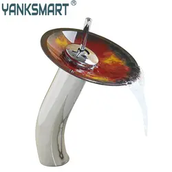 Yanksmart, для ванной комнаты хромированный полированный кран стеклянный водопад носик с одной ручкой туалетный умывальник кран раковина