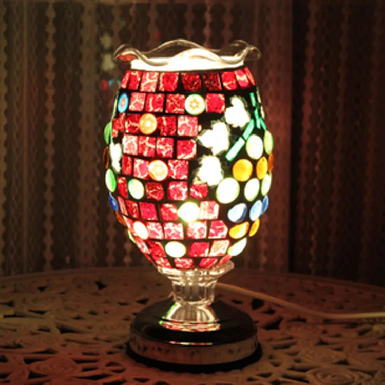 light complex antique mosaic table lamp burner plug lamp oil wedding light DF86