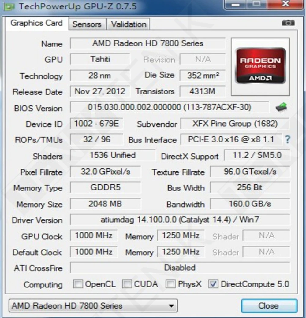 Hd7870-7950 ATI Radeon HD 7870 2 GB GDDR5 5000 MHz 1536SP Gráficos.