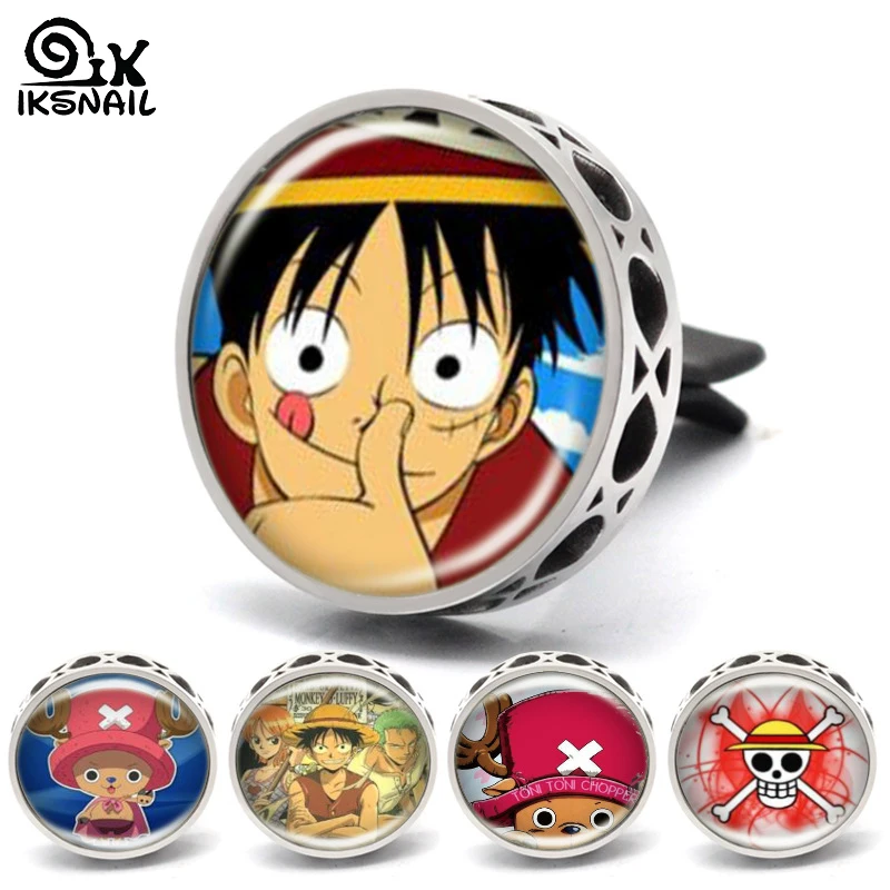 

316L Hollow Car Air Freshener One Piece Anime Pattern Car Perfume Clips Aromatherapy Essential Oil Diffusion Outlet Clip 30mm
