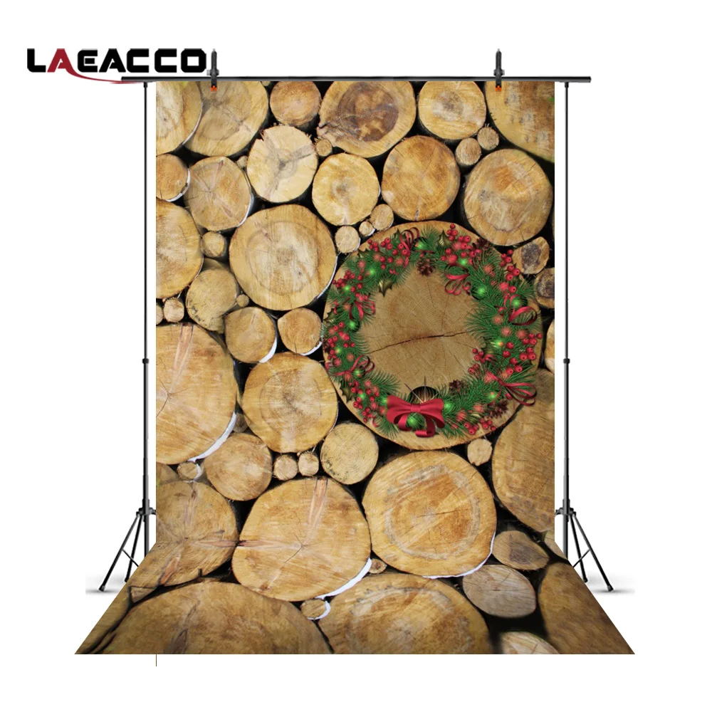 

Laeacco Round Wood Christmas Balls Wreath Photography Backgrounds Vinyl Custom Digital Photographic Backdrops For Photo Studio
