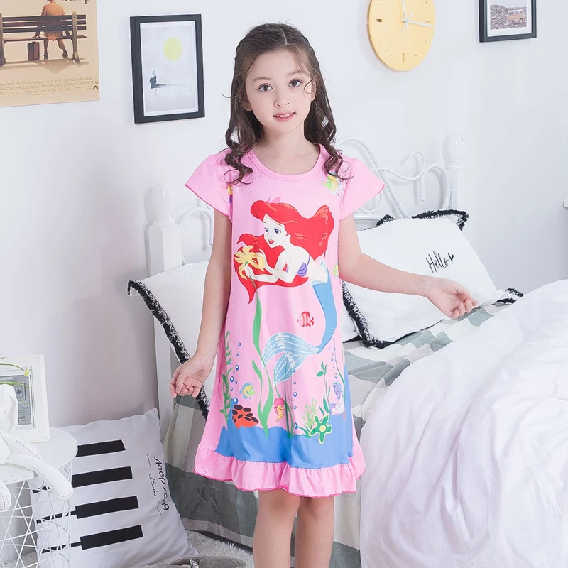 Big Girl Nightdress New 2018 summer Fashion Princess Cartoon Long Kids