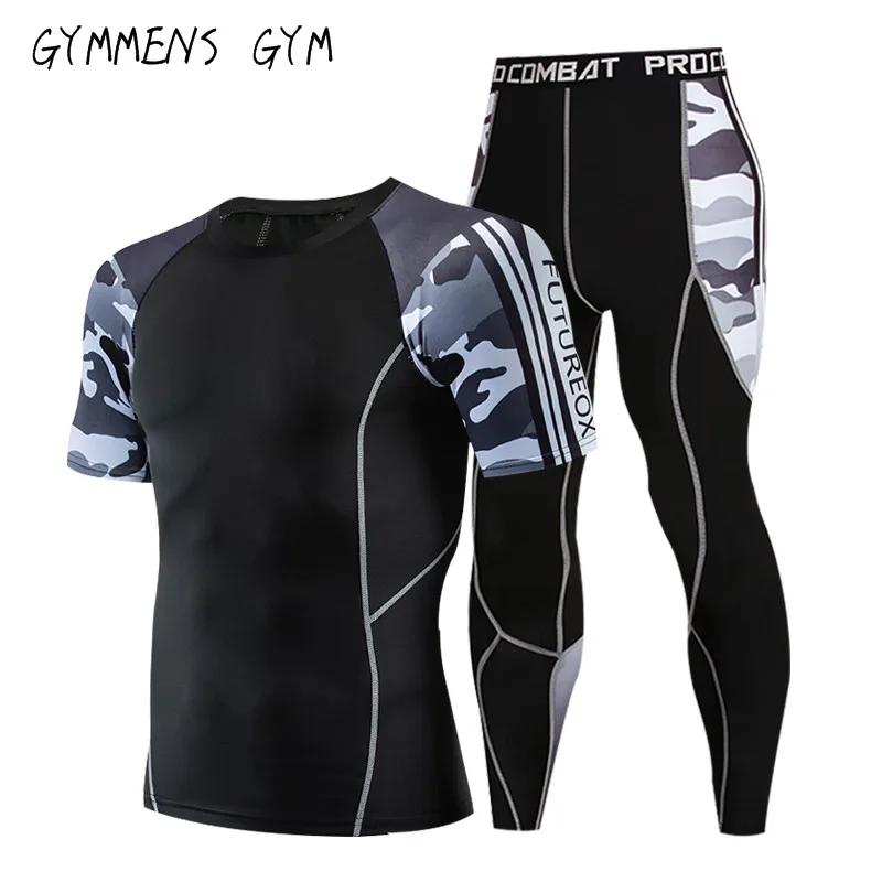 

Summer New Men's Sports Apparel Compressed Sports Apparel Fast-drying Jogging Short-sleeved Long Pants Training Fitness Apparel