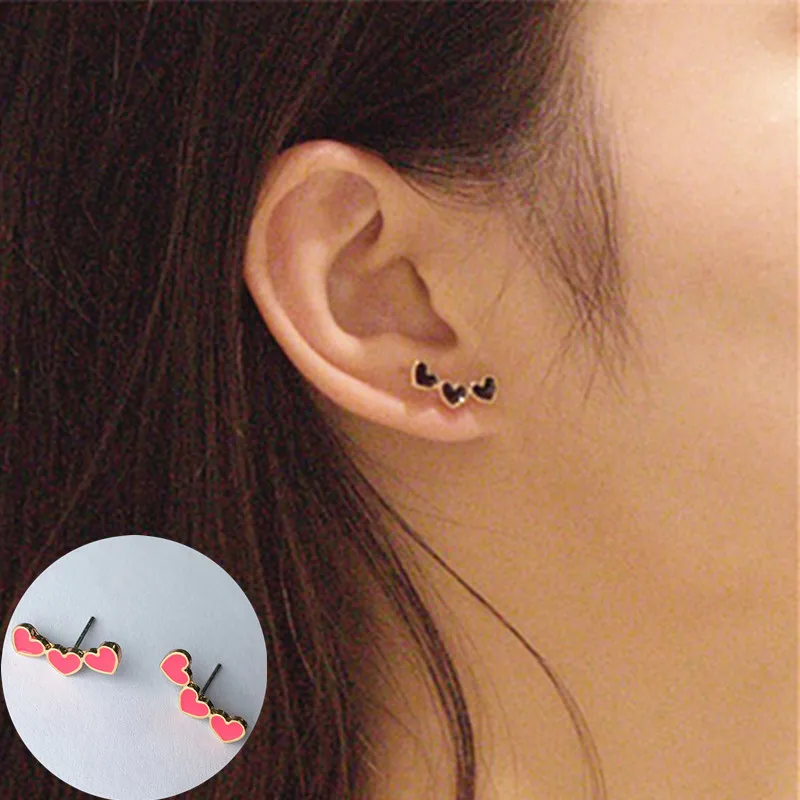 

2 Color Hot Sale Heart Earring For Girl Cute Red Love Heart Stud Earrings Fashion Women Jewelry Brincos Valentine's Day Gift